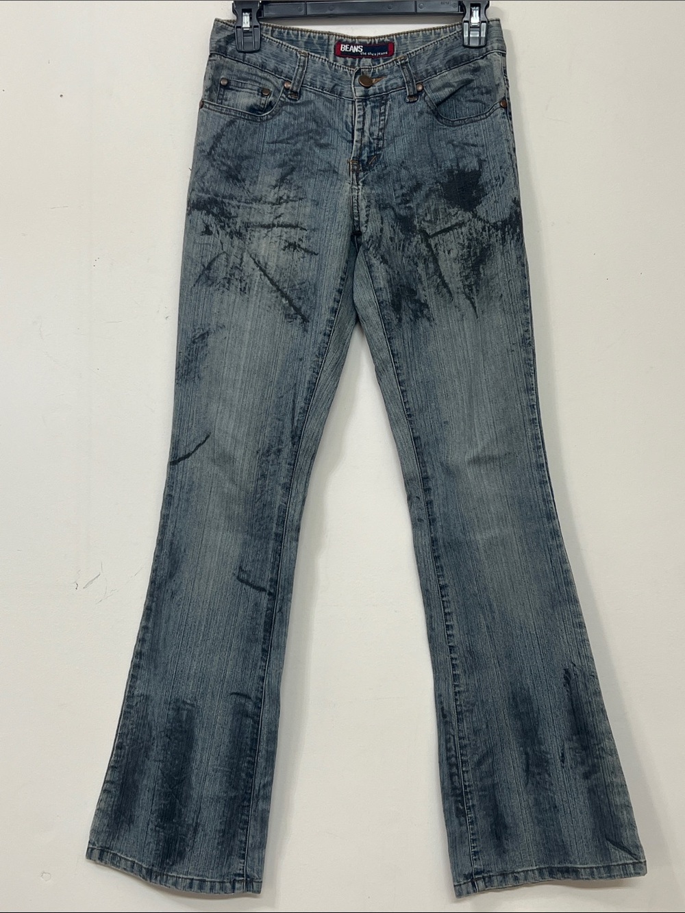 🌞The Beans Jeans Norway vintage blue/black gray distressed boot cut women EU 36